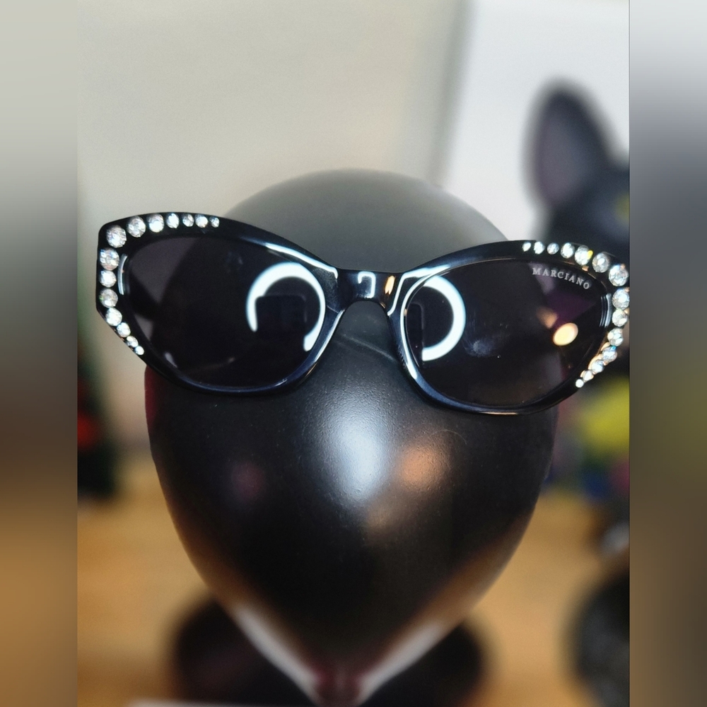 Marciano Black Sunglasses with Crystal Accents - Picture 2 of 4